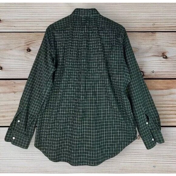 Ralph Lauren Classic Fit Men's M Shirt Button Down Green Plaid Pit To Pit 23 IN - Picture 2 of 5